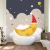 Picture of Hand Made Wallpaper 3D Wall Mural Cartoon Golden Moon Expression Stars Children's Room Wall Decoration