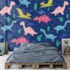 Picture of Hand Made Wallpaper 3D Wall Mural Dinosaurs Seamless Pattern For Kids, Creative Vector Childish Background