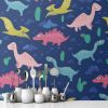 Picture of Hand Made Wallpaper 3D Wall Mural Dinosaurs Seamless Pattern For Kids, Creative Vector Childish Background