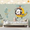 Picture of Hand Made WallpaperDrawing Children Plant Background Wall Dog Moon Ocean