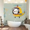 Picture of Hand Made WallpaperDrawing Children Plant Background Wall Dog Moon Ocean