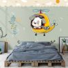 Picture of Hand Made WallpaperDrawing Children Plant Background Wall Dog Moon Ocean