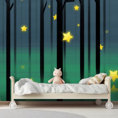 Picture of Hand Made Wallpaper Drawing Fantasy Stars Illustration Children Room Tv Background Wall