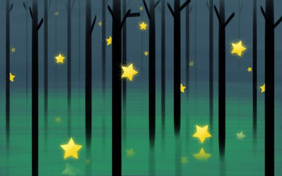 Picture of Hand Made Wallpaper Drawing Fantasy Stars Illustration Children Room Tv Background Wall