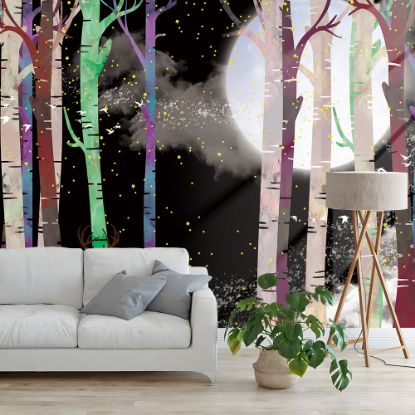 Picture of Hand Made Wallpaper Drawing Light Color Forest Crystal Magnetic Landscape Living Room Children's Decoration Painting