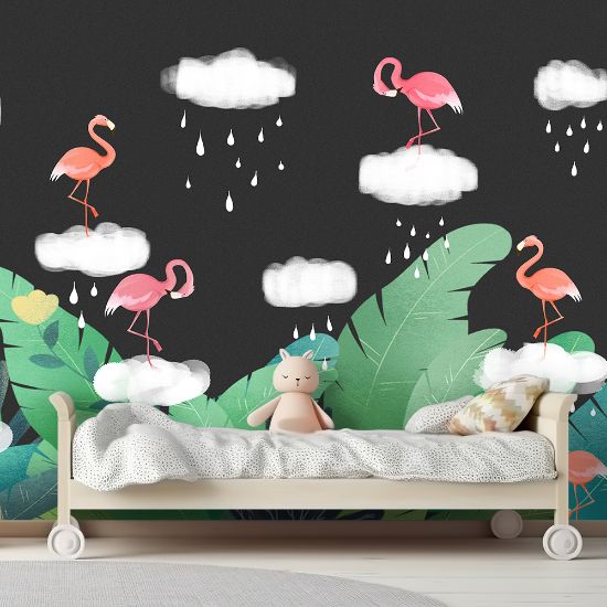 Picture of Hand Made Wallpaper Modern Flamingo Bird Cloud Sky 