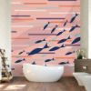 Picture of Hand Made Wallpaper Nordic Style Small Fresh Lines Fish School Children Room Bedroom Carpet Pattern