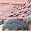 Picture of Hand Made Wallpaper Nordic Style Small Fresh Lines Fish School Children Room Bedroom Carpet Pattern