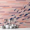 Picture of Hand Made Wallpaper Nordic Style Small Fresh Lines Fish School Children Room Bedroom Carpet Pattern