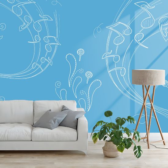 Picture of Hand Made Wallpaper Children Cartoon Drawing Lines Simple Decorative Background Wall