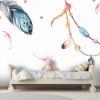 Picture of Hand Made Wallpaper Drawing Children's Room Living Room Color Feather Indian Style Decorative Background Wall