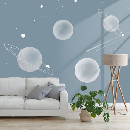 Picture of Hand Made Wallpaper Nordic Ins Wind Painting Star Stars Children's Room Background Wall