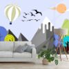 Picture of Hand Made Wallpaper Original Flat Cartoon Children's Room Flying Bird Snow Mountain Landscape Wall