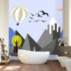 Picture of Hand Made Wallpaper Original Flat Cartoon Children's Room Flying Bird Snow Mountain Landscape Wall