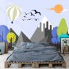 Picture of Hand Made Wallpaper Original Flat Cartoon Children's Room Flying Bird Snow Mountain Landscape Wall