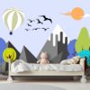 Picture of Hand Made Wallpaper Original Flat Cartoon Children's Room Flying Bird Snow Mountain Landscape Wall