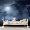 Picture of Hand Made Wallpaper Fog Forest Moonlit Mystic In A 3d Rendered Night Scene