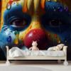 Picture of Hand Made Wallpaper Closeup Of A 3d Rendered Clown With Happy Face And Tears