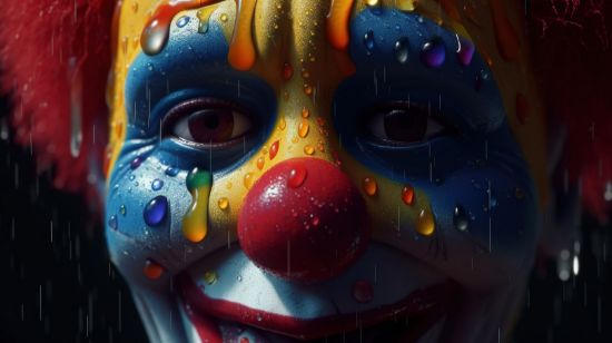 Picture of Hand Made Wallpaper Closeup Of A 3d Rendered Clown With Happy Face And Tears