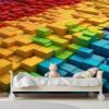 Picture of Hand Made Wallpaper Hues Vibrant 3d Render Of Building Blocks In Diverse Bright