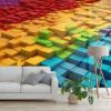 Picture of Hand Made Wallpaper Hues Vibrant 3d Render Of Building Blocks In Diverse Bright