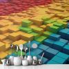 Picture of Hand Made Wallpaper Hues Vibrant 3d Render Of Building Blocks In Diverse Bright