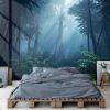 Picture of Hand Made Wallpaper Fog Forest Misty Jungle At Night 3d Illustration Of Dark Trees In Thick