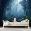 Picture of Hand Made Wallpaper Fog Forest Misty Jungle At Night 3d Illustration Of Dark Trees In Thick