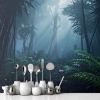 Picture of Hand Made Wallpaper Fog Forest Misty Jungle At Night 3d Illustration Of Dark Trees In Thick