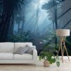 Picture of Hand Made Wallpaper Fog Forest Misty Jungle At Night 3d Illustration Of Dark Trees In Thick