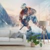 Picture of Hand Made Wallpaper Skating Rink Polygon Style 3d Illustration Of A Hockey Player In An Ice Surrounded By Mountains And Forest