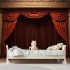 Picture of Hand Made Wallpaper Theater Curtain 3d Render Illustration Of Classic Drapery Template For Movie Curtains On Stage Or Floor