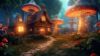 Picture of Hand Made Wallpaper Mushroom Forest A Magical Village Of Fairies With Houses Glowing Trees And 3d Illustration