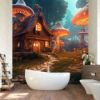 Picture of Hand Made Wallpaper Mushroom Forest A Magical Village Of Fairies With Houses Glowing Trees And 3d Illustration