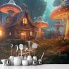 Picture of Hand Made Wallpaper Mushroom Forest A Magical Village Of Fairies With Houses Glowing Trees And 3d Illustration