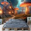 Picture of Hand Made Wallpaper Mushroom Forest A Magical Village Of Fairies With Houses Glowing Trees And 3d Illustration