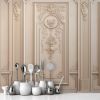 Picture of Hand Made Wallpaper Classical Beige 3d Rendering Of Style Wall Panels With Gilded Accents