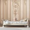 Picture of Hand Made Wallpaper Classical Beige 3d Rendering Of Style Wall Panels With Gilded Accents