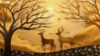 Picture of Hand Made Wallpaper 3d Forest Deer Gilded A Canvas Art Featuring Moon Birds And As Decorative Wallpaper