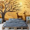 Picture of Hand Made Wallpaper 3d Forest Deer Gilded A Canvas Art Featuring Moon Birds And As Decorative Wallpaper