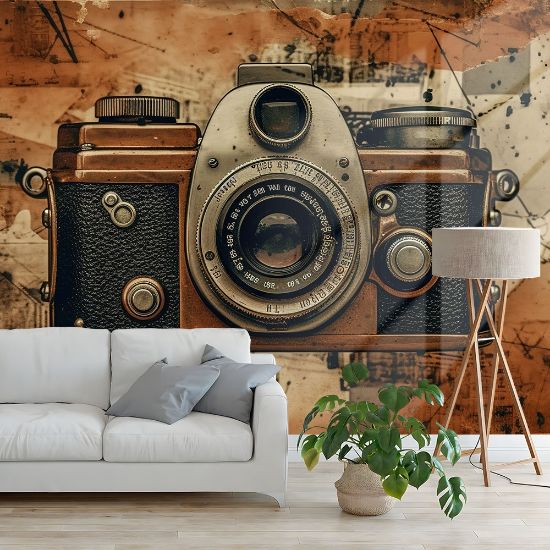 Picture of Hand Made Wallpaper Classical Aesthetic Classic Film Aesthetics Vintage Texture Background And Camera Frame Perfect For Artistic Design Projects