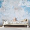 Picture of Hand Made Wallpaper Spotted Texture Textured Background Classic White Wall With Blue Spots