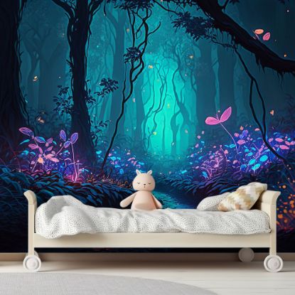 Picture of Hand Made Wallpaper Fantasy Forest Background Night Glow