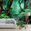 Picture of Hand Made Wallpaper Jungle Forest Stones Rainforest Green Nature Background In The Rain