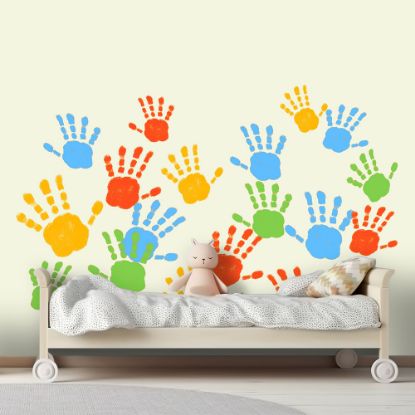 Picture of Hand Made Wallpaper Child's Handprint Painting Vector