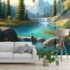 Picture of Hand Made Wallpaper Beautiful Nature Levely Countryside Place With Water River And Forest Tree Wall Background