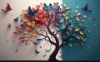 Picture of Hand Made Wallpaper 3d Abstraction Tree With Leaves On Hanging Branches Illustration Background Wallpaper