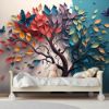 Picture of Hand Made Wallpaper 3d Abstraction Tree With Leaves On Hanging Branches Illustration Background Wallpaper