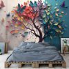 Picture of Hand Made Wallpaper 3d Abstraction Tree With Leaves On Hanging Branches Illustration Background Wallpaper