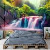 Picture of Hand Made Wallpaper Beautiful Waterfall Nature Scenery Of Colorful Deep Forest Generative AI